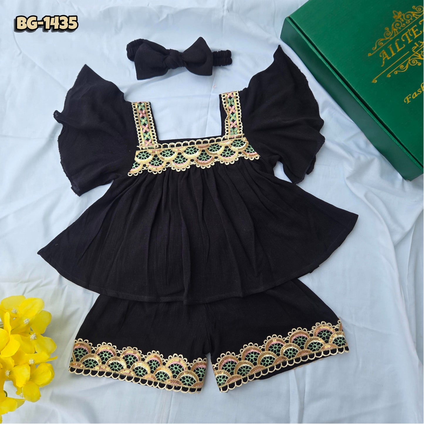 Baby Girls Tops & Half Pant Set-code-BG-1435