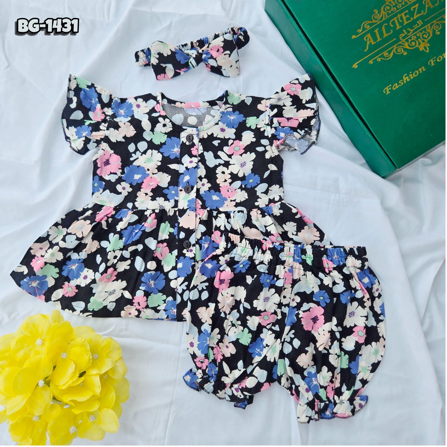 Baby Girls Tops & Half Pant Set-code-BG-1431