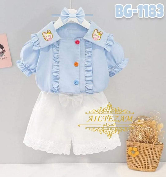 Baby Girls Tops & Half Pant Set-code-BG-1183
