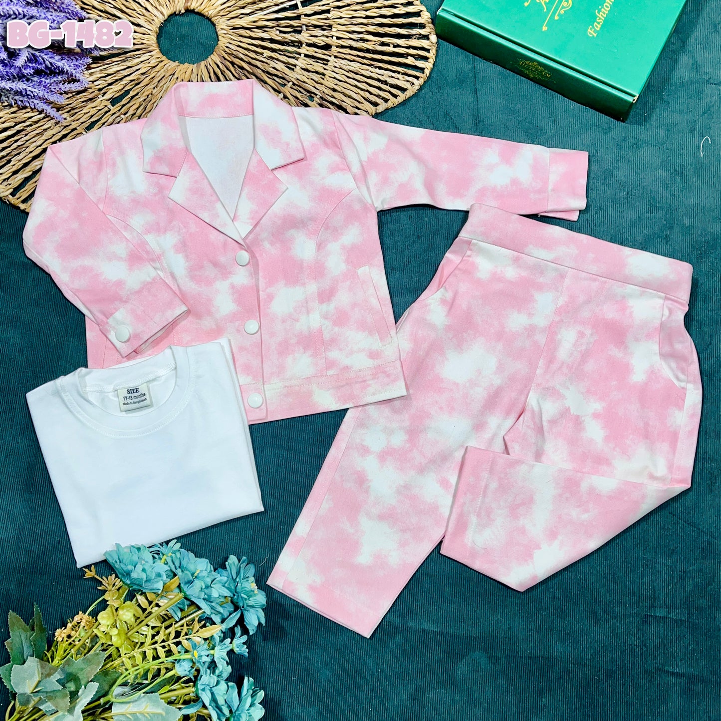 Baby Jacket T-Shirt & Pants Set-code-1482