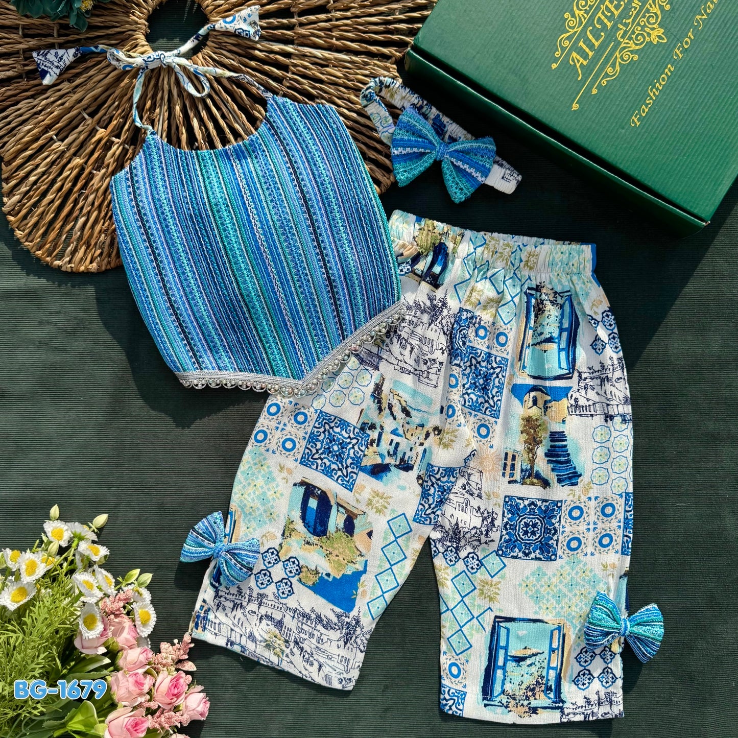 Blue Mosaic Cutie Co-ord Set-BG-1679