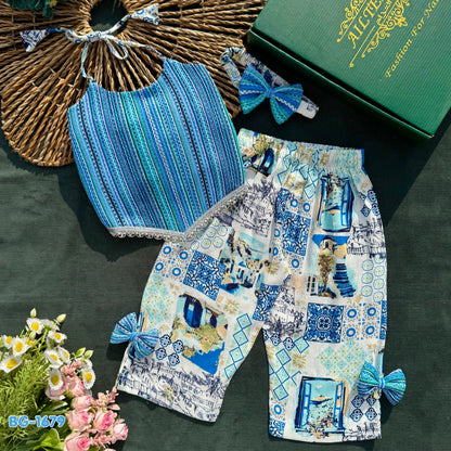 Blue Mosaic Cutie Co-ord Set-BG-1679