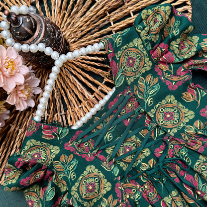 Green Ethnic Bloom Co-ord Set-BG-1682