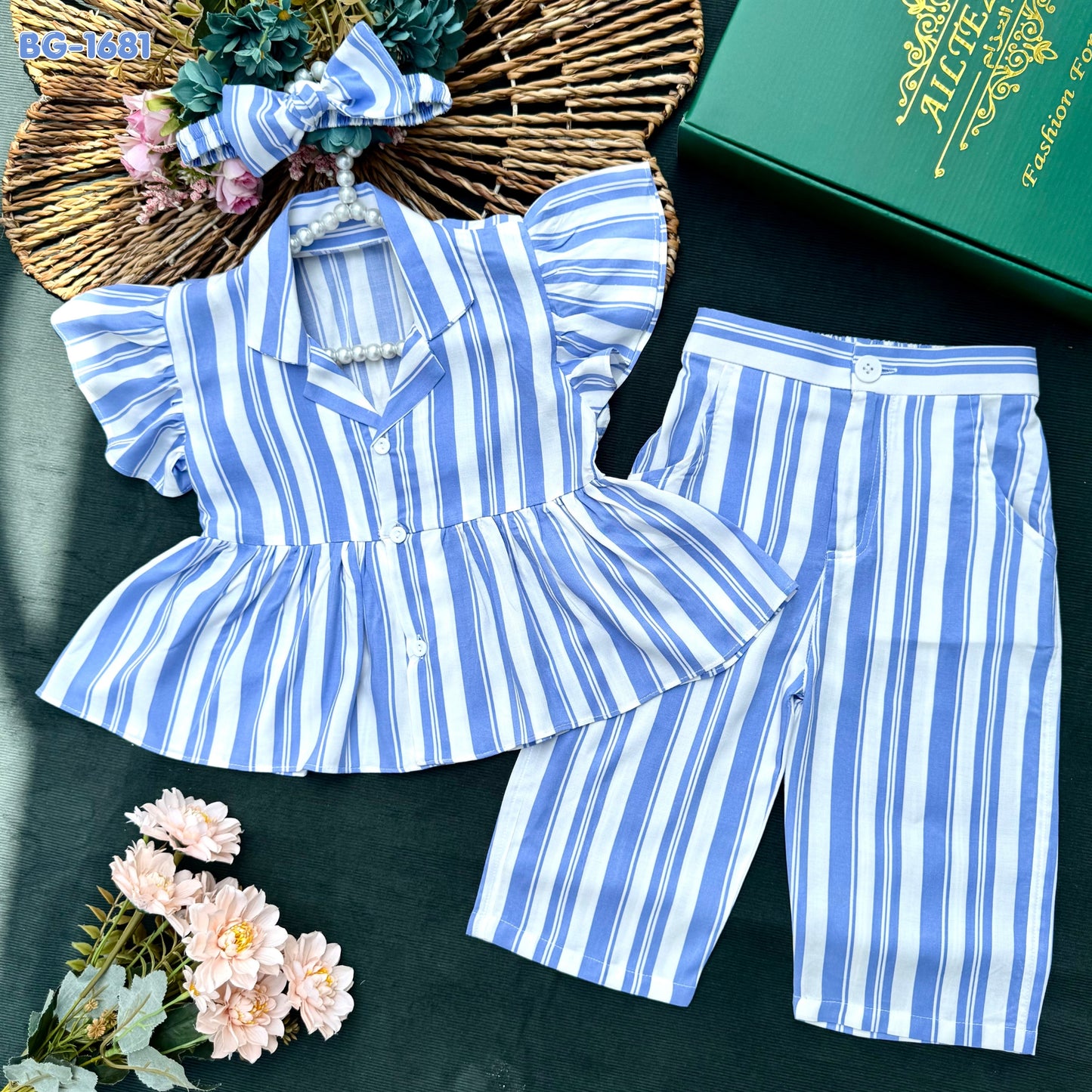 Baby Blue Peplum Co-ord Set-BG-1681