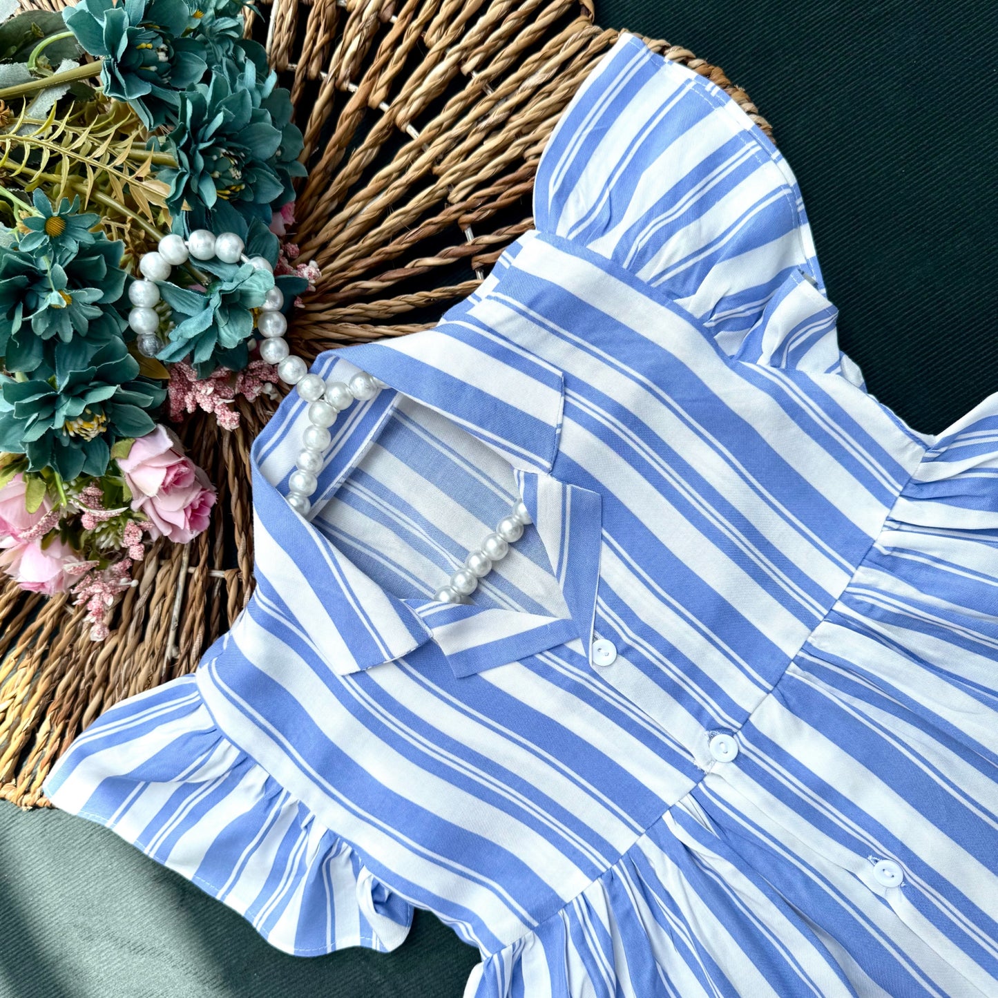 Baby Blue Peplum Co-ord Set-BG-1681