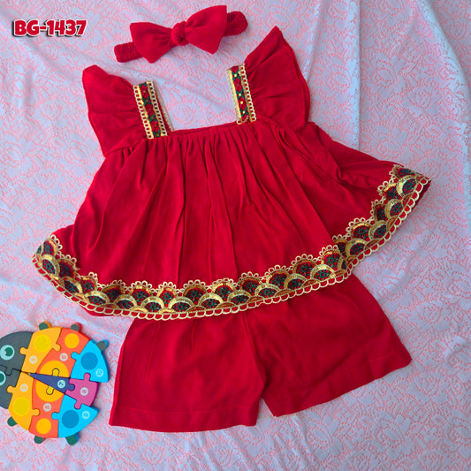 Baby Girls Tops & Half Pant Set-code-BG-1437