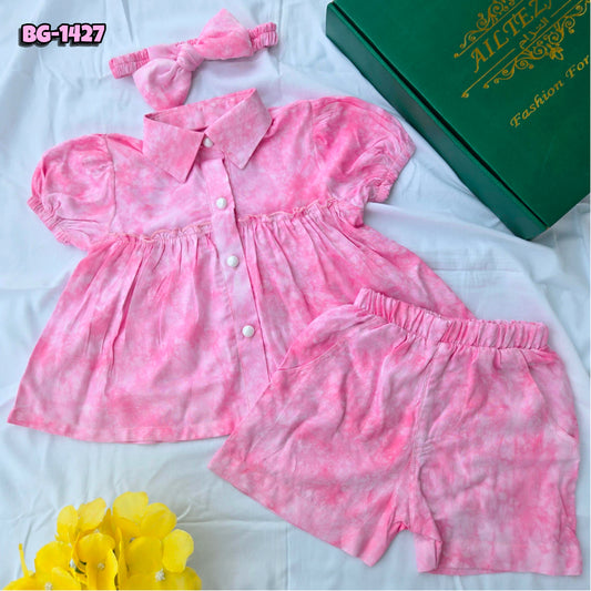 Baby Girls Tops & Half Pant Set-code-BG-1427