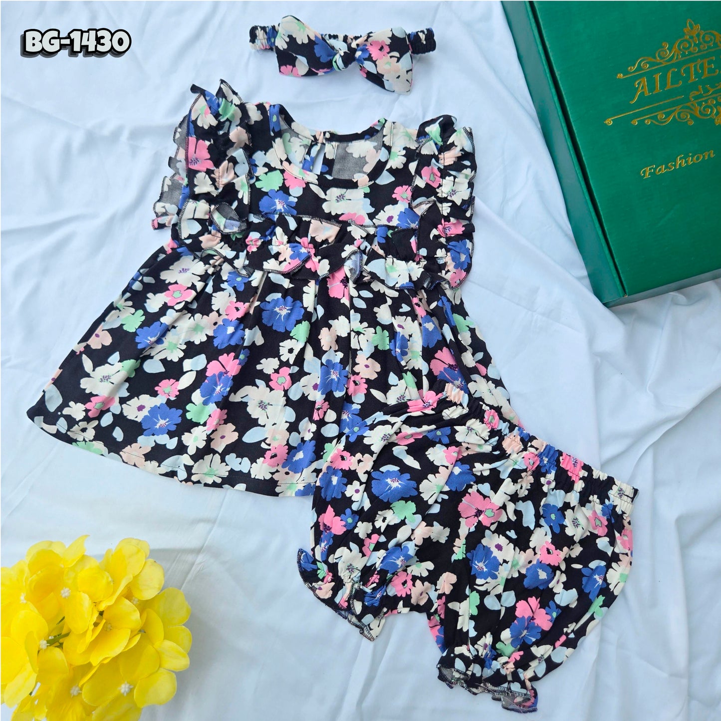 Baby Girls Tops & Half Pant Set-code-BG-1430