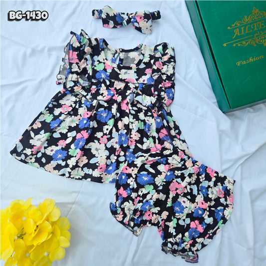 Baby Girls Tops & Half Pant Set-code-BG-1430