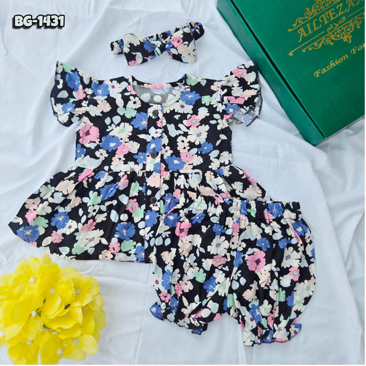 Baby Girls Tops & Half Pant Set-code-BG-1431