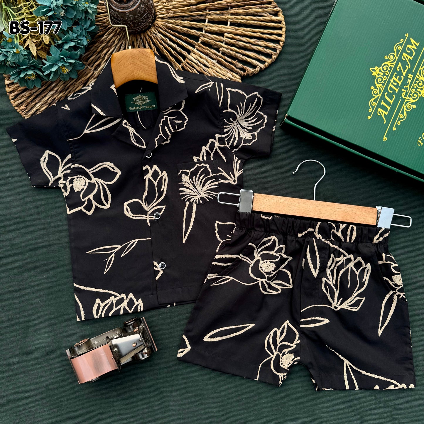 Black Magnolia Summer Shirt & Pant Set BS-177