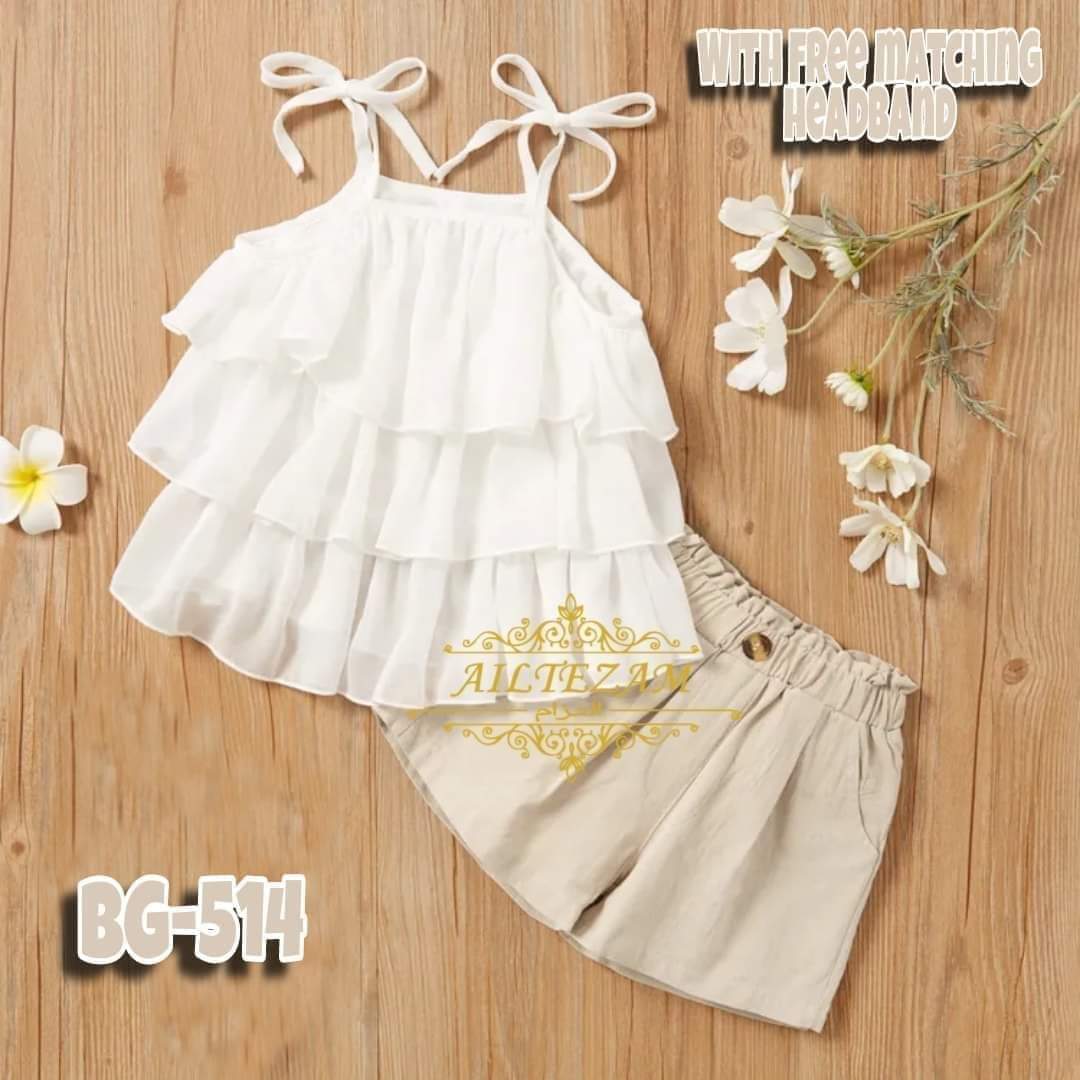 Baby girl Tops & Half pant Set-code-514