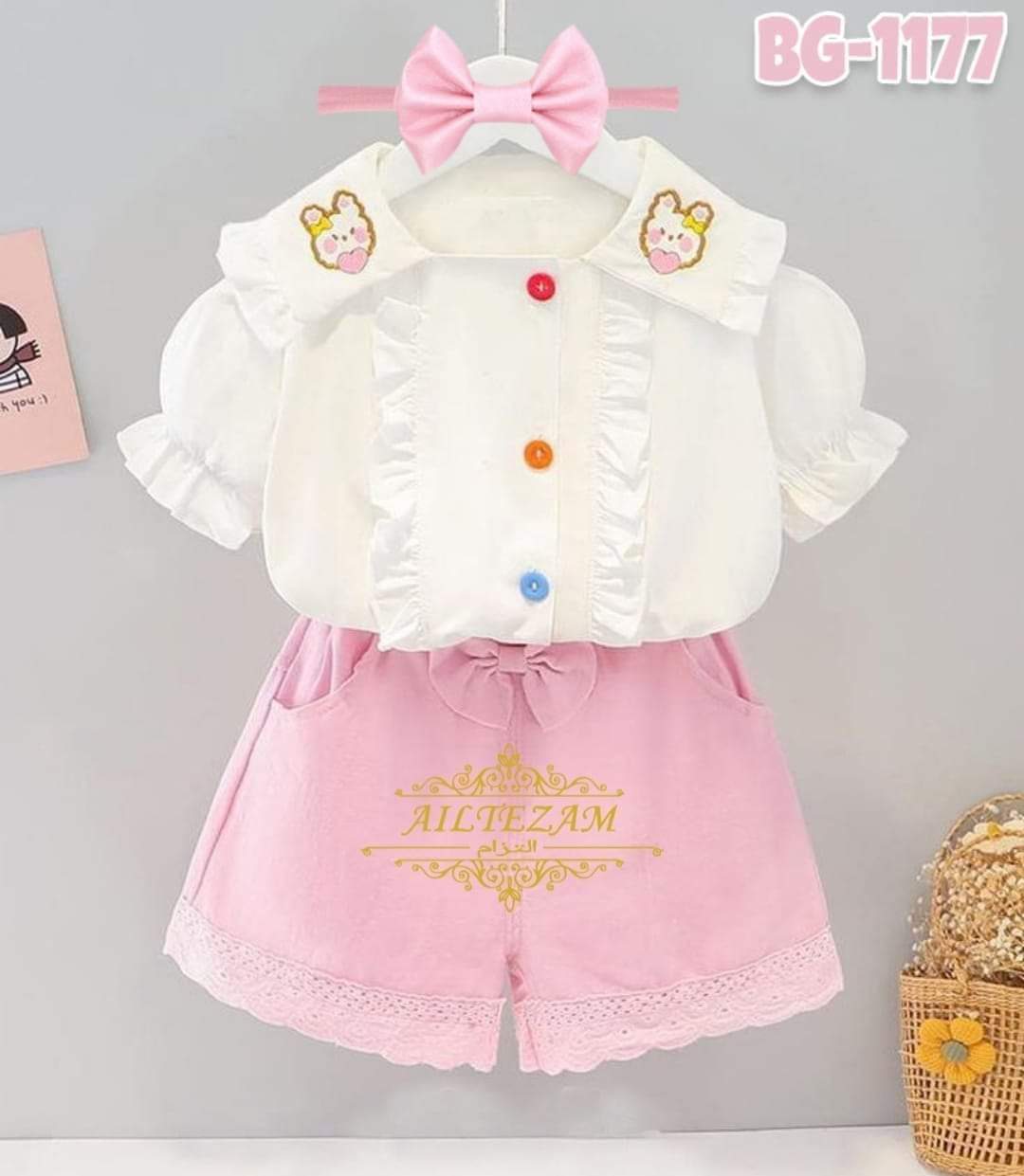 Baby Girls Tops & Half Pant Set-code-1183