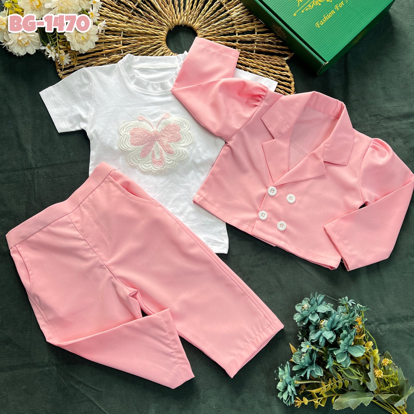 Baby Jacket T-Shirt & Pants Set-code-1470