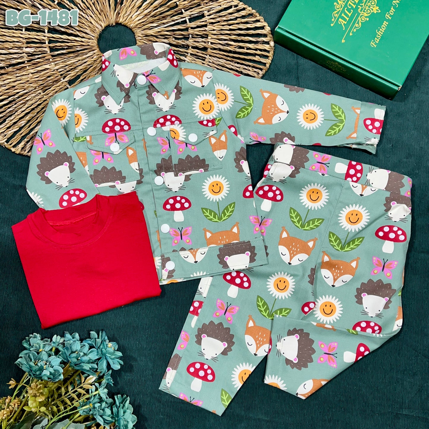 Baby Jacket T-Shirt & Pants Set-code-1481