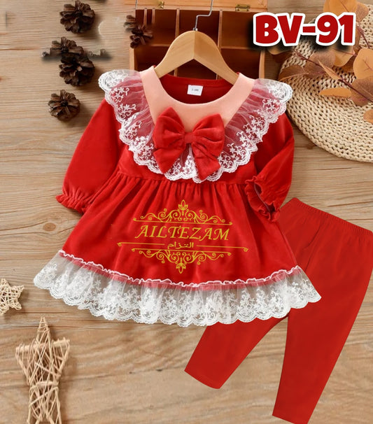 Baby girls winter velvet frock-code-91