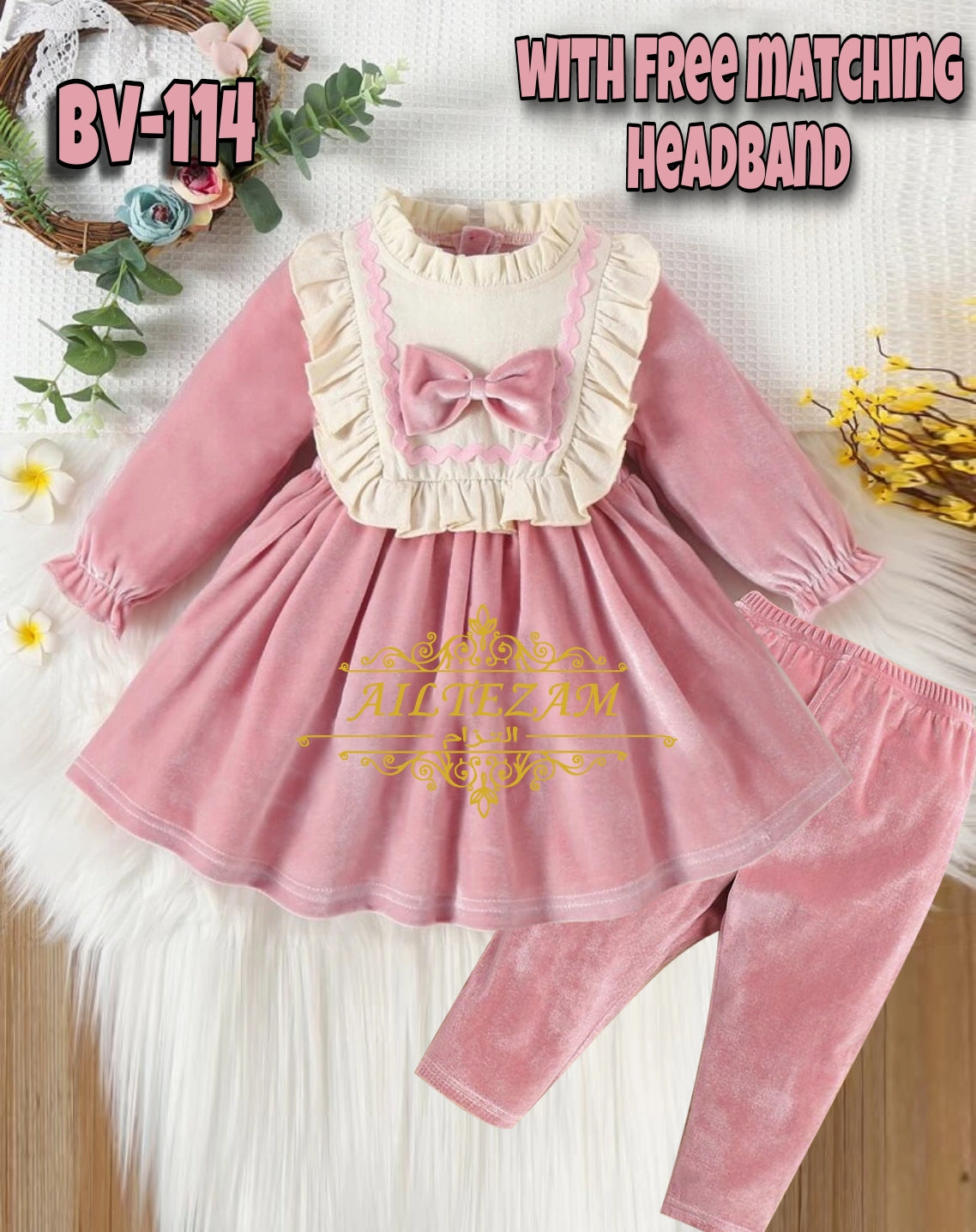 Baby girls winter velvet frock-code-114