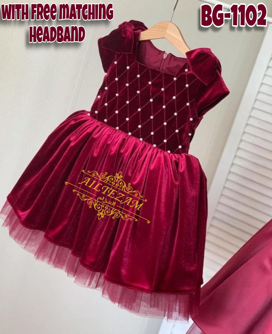 Baby girls winter velvet frock-code-1100