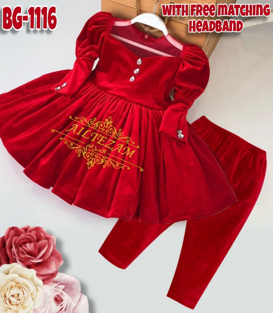 Baby girls winter velvet frock-code-1116