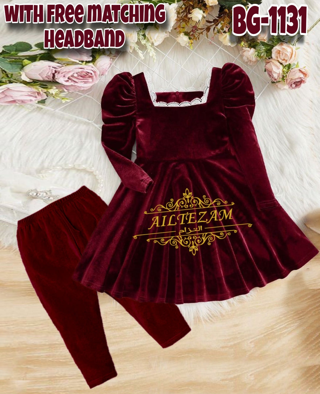 Baby girls winter velvet frock-code-1131