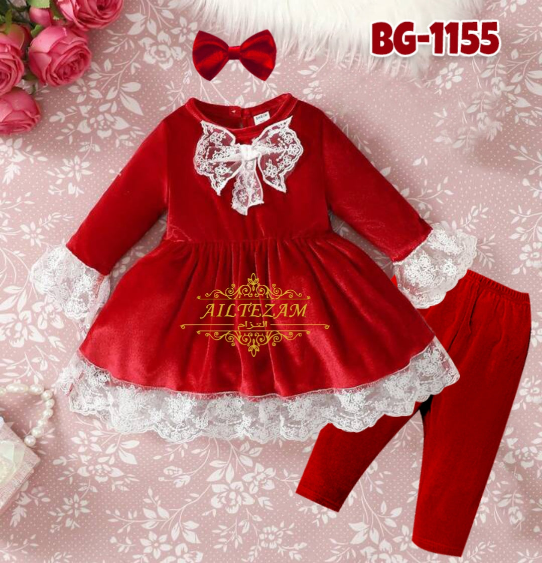 Baby girls winter velvet frock-code-1155