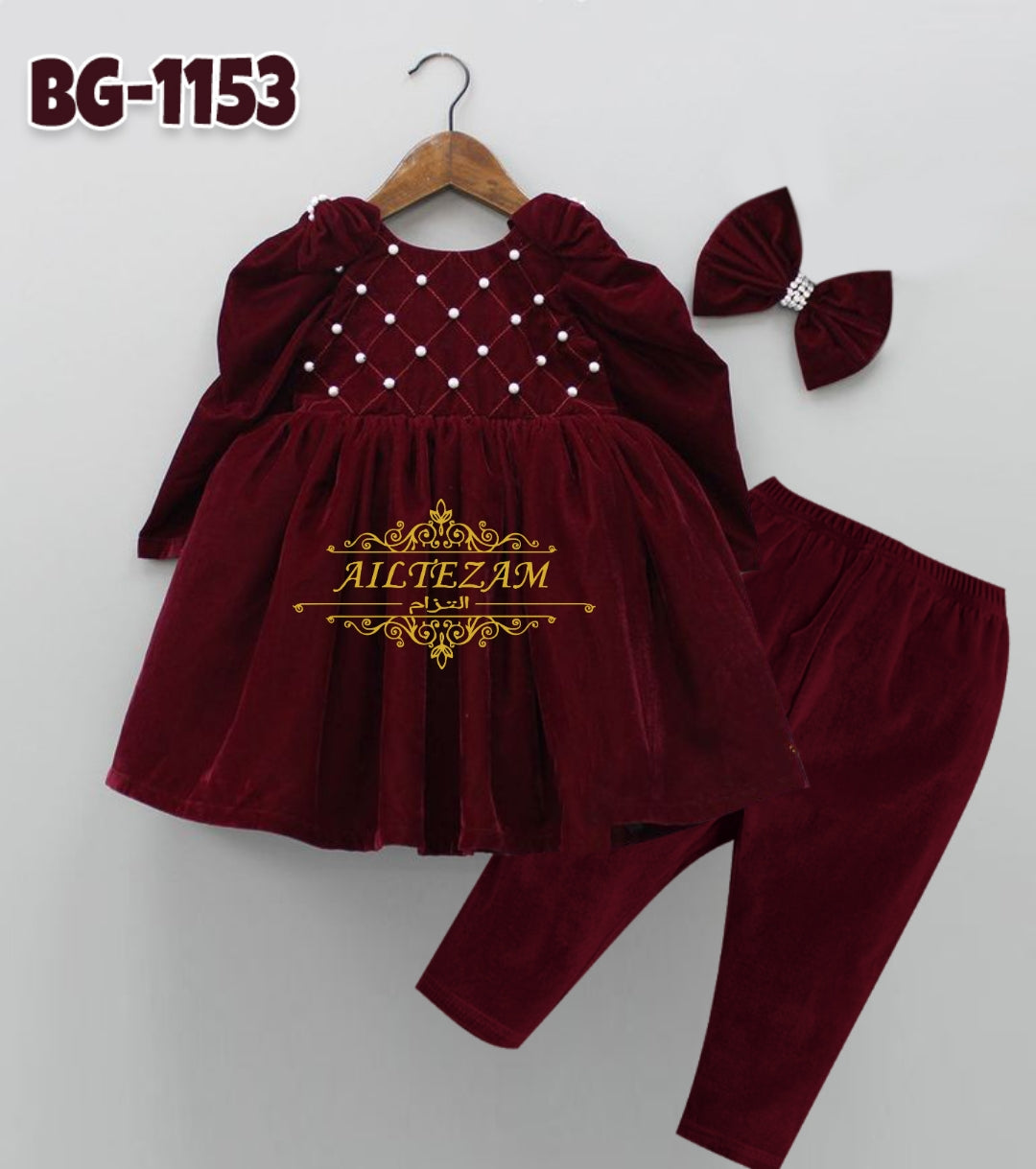 Baby girls winter velvet frock-code-1153