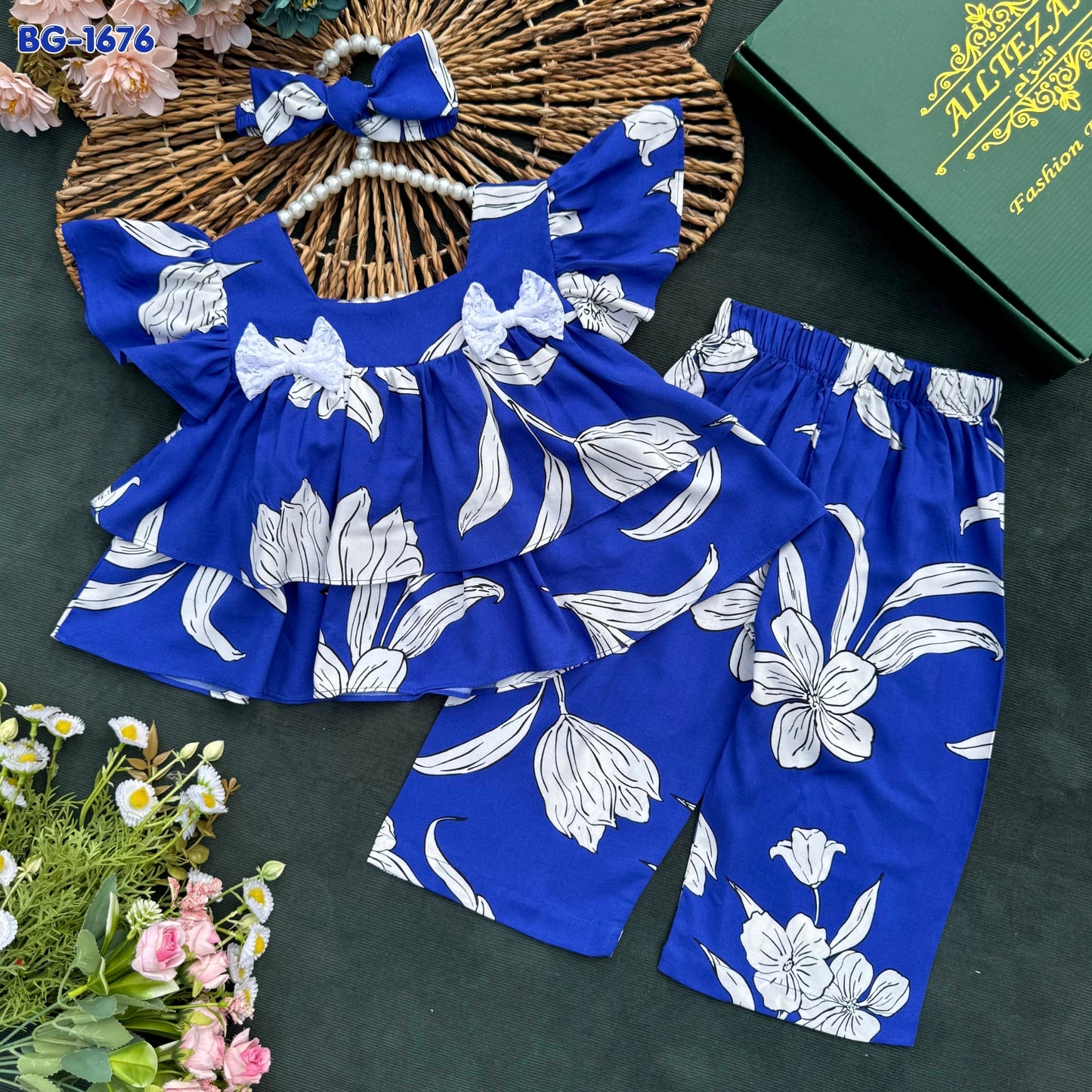 Sapphire Bloom Frill Co-ord Set-BG-1676