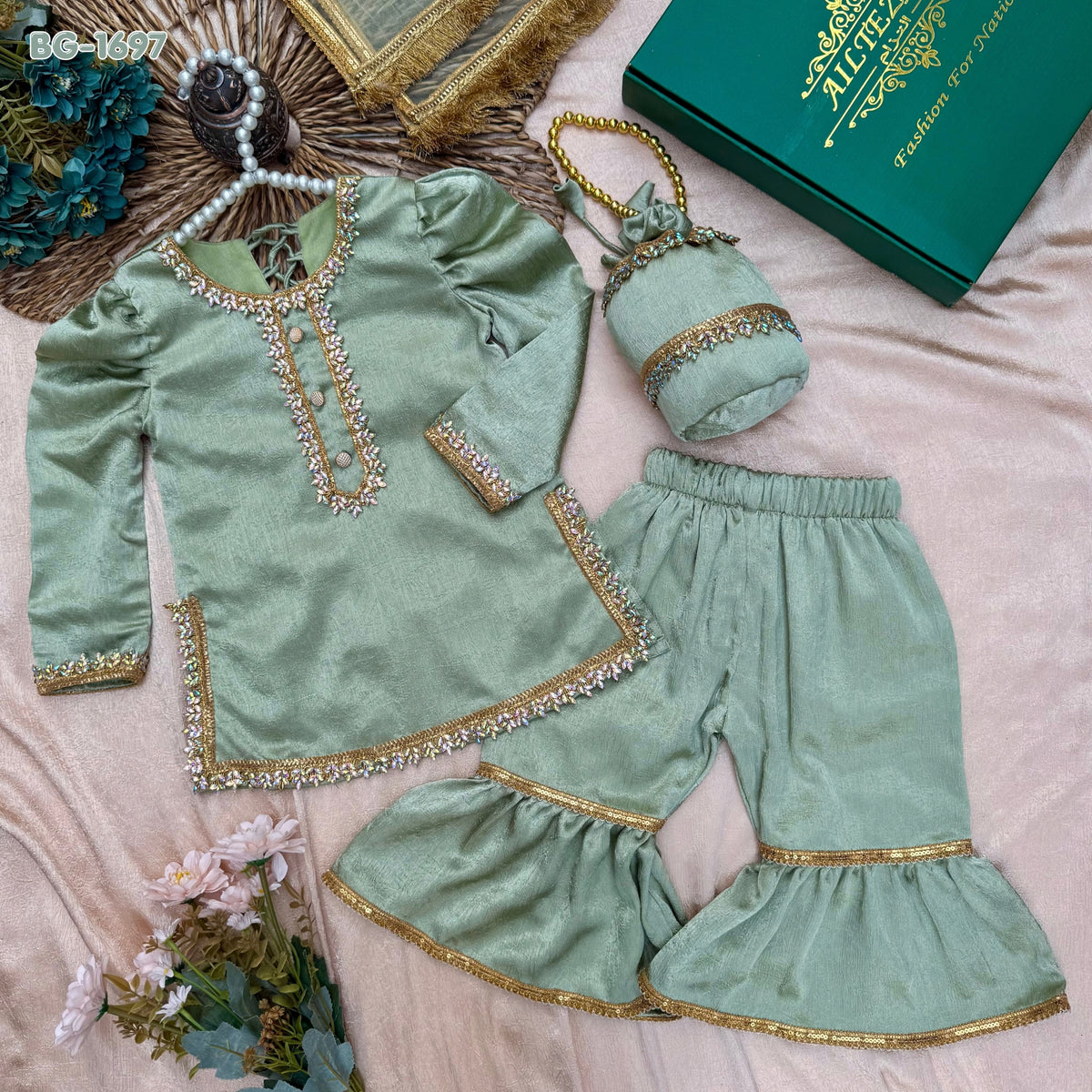 Shahi Sage Sharara Set BG-1697
