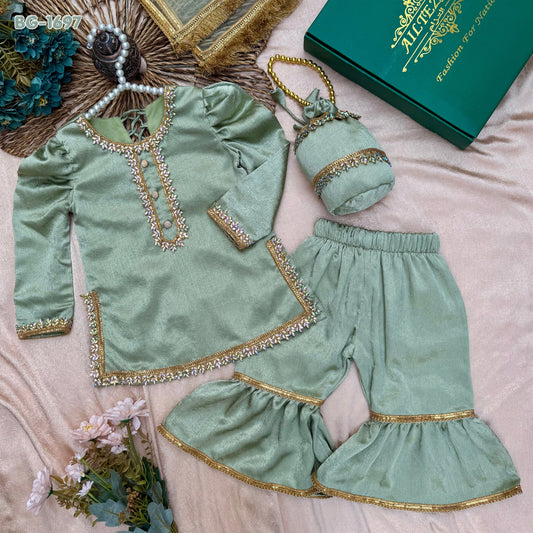 Shahi Sage Sharara Set BG-1697