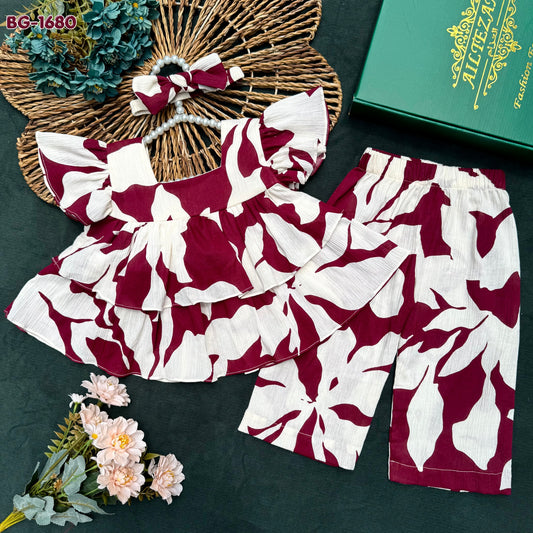 Wine Abstract Cutie Co-ord Set-BG-1680