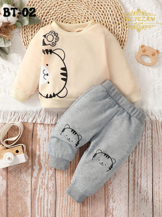Baby Cartoon Printed Sweatshirt & Trousers 2 Pieces Set BT-02