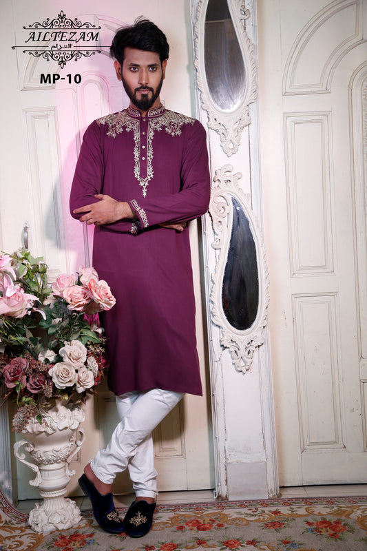 Mens Hand Made Embroidered Panjabi-code-07