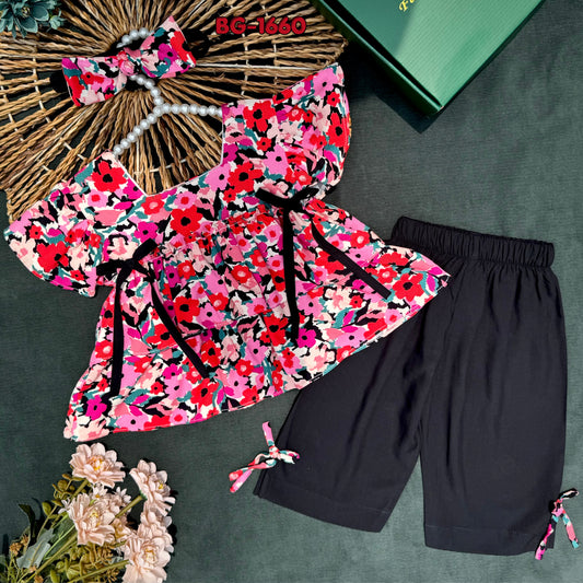 Wild Bloom Ribbon Tops and Pants Set-BG-1660