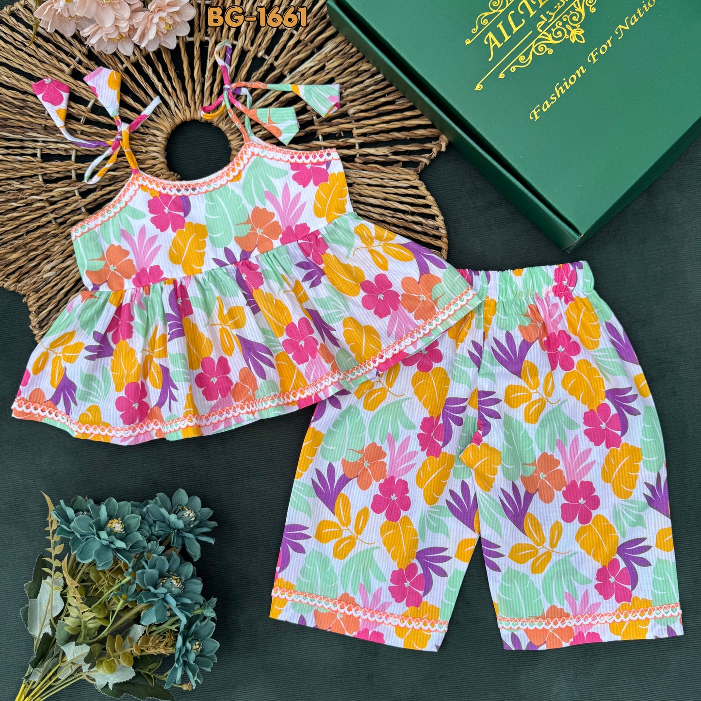 Summer Safari Floral Set Tops and Pants Set-BG-1661