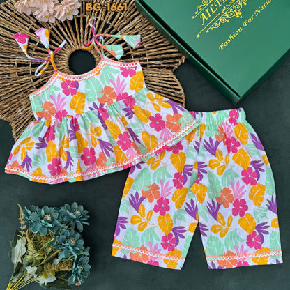 Summer Safari Floral Set Tops and Pants Set-BG-1661