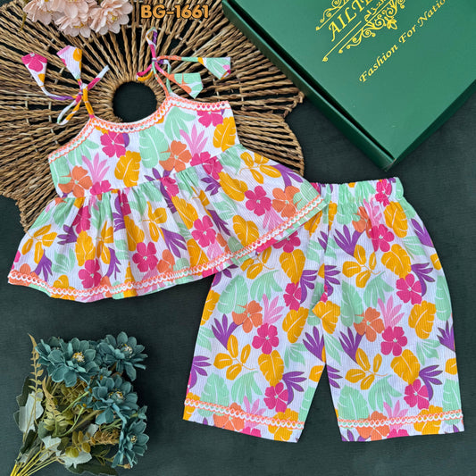 Summer Safari Floral Set Tops and Pants Set-BG-1661