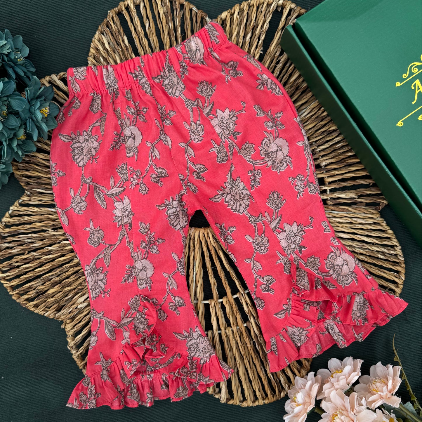 Coral Garden Frill Summer Tops and Pants Set-BG-1662