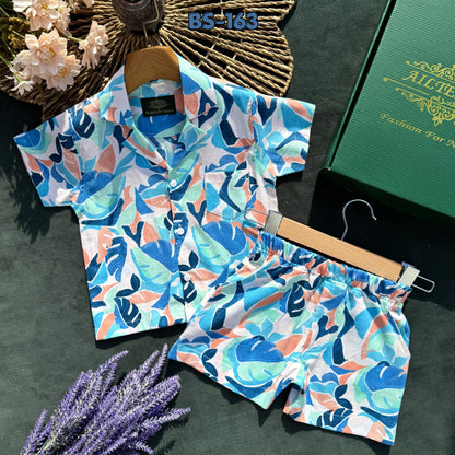 Aqua Leaf Resort Summer Shirt & Pant Set BS-163