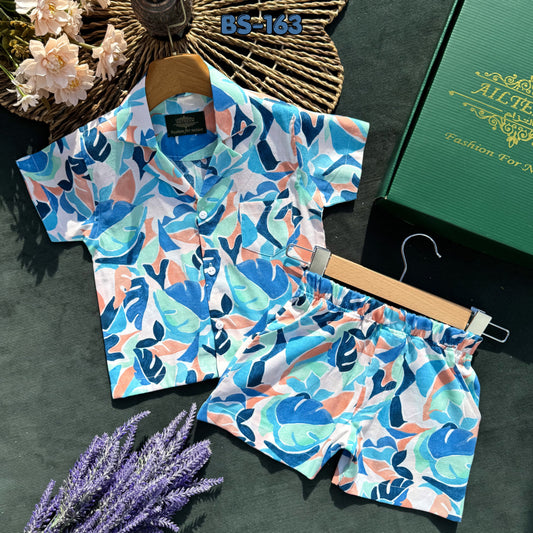 Aqua Leaf Resort Summer Shirt & Pant Set BS-163