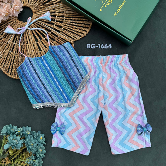 Ocean Wave Boho Tops and Pants Set-BG-1664