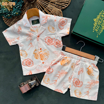 Seashell Sketch Summer Shirt & Pant Set BS-178