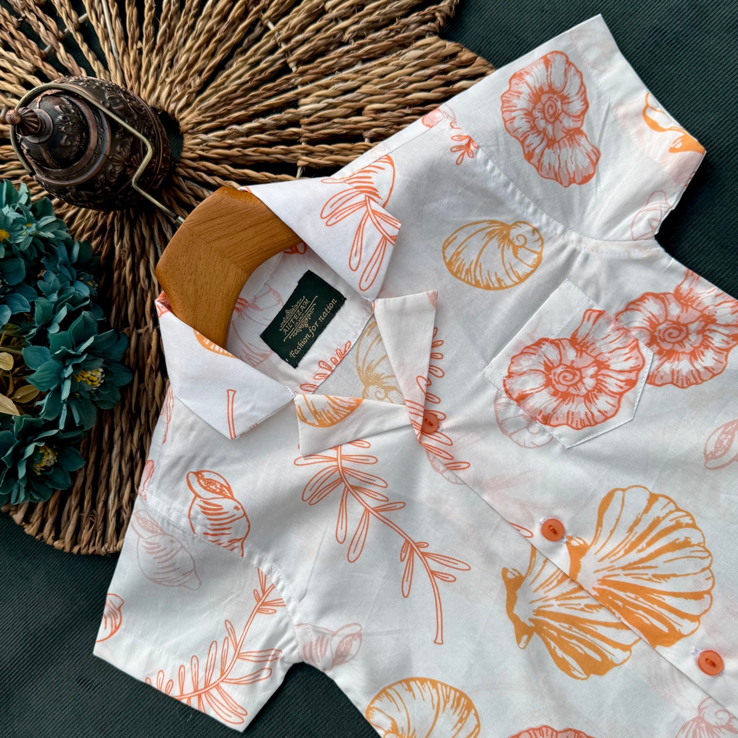 Seashell Sketch Summer Shirt & Pant Set BS-178